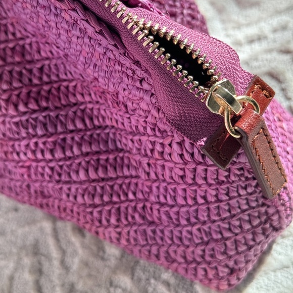 Sézane clutch, Fuchsia raffia - Picture 2 of 7